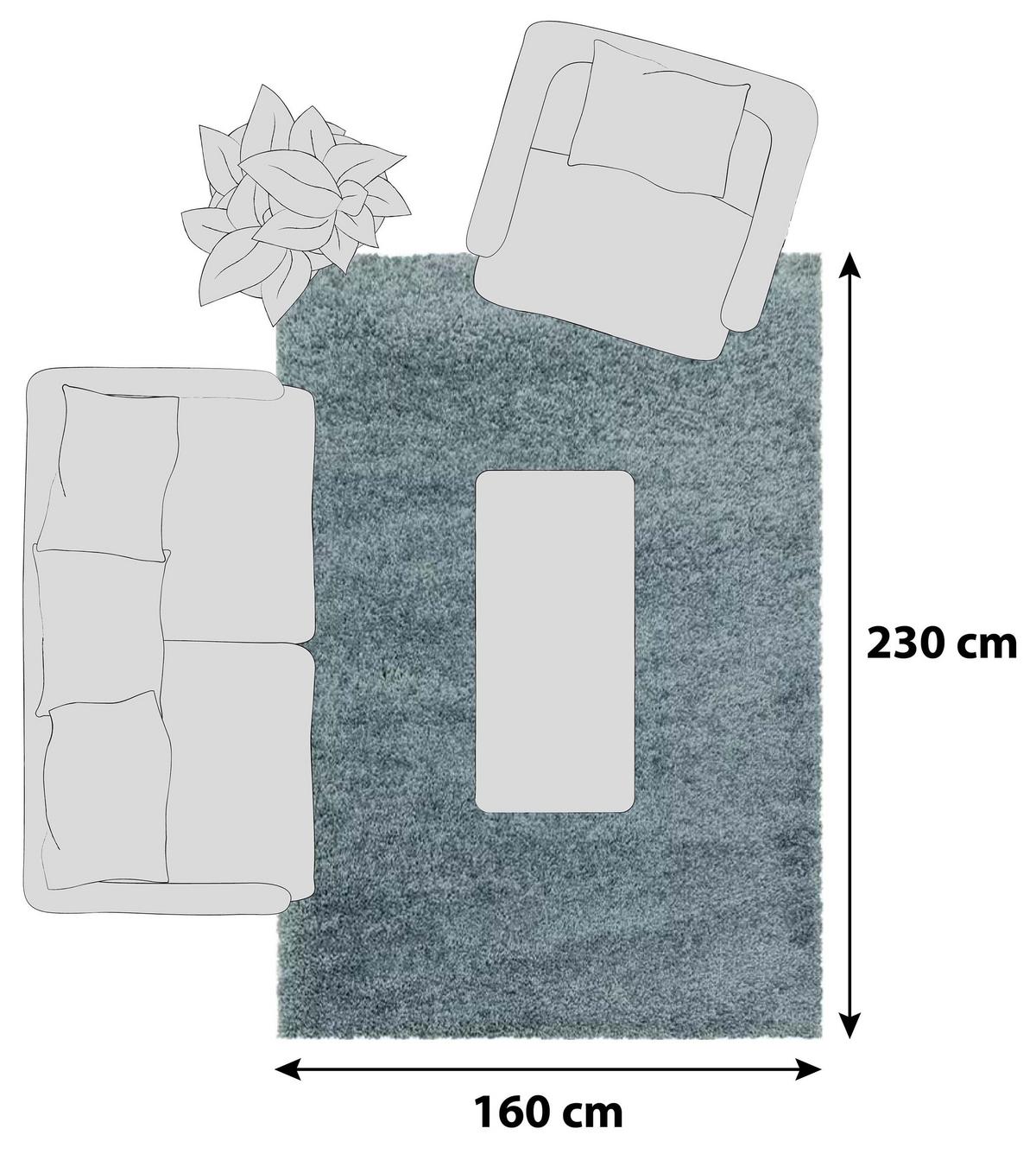 Hochflor Teppich Hellblau Naturfaser Sydney 160x230 cm - Hellblau, Basics, Textil (160/230cm)