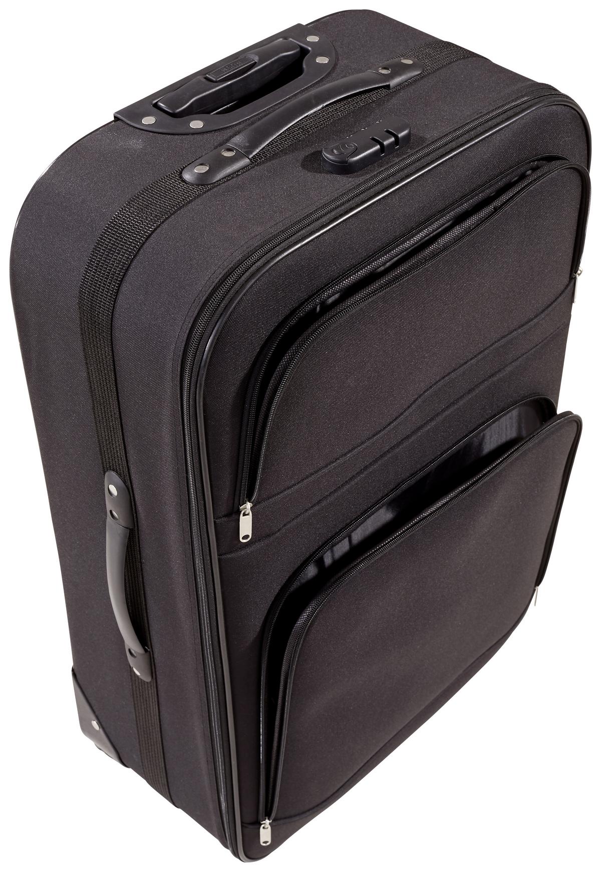 Reisekoffer Set 3-tlg. Paris 2 Rollen - Schwarz, Kunststoff/Textil - Luca Bessoni