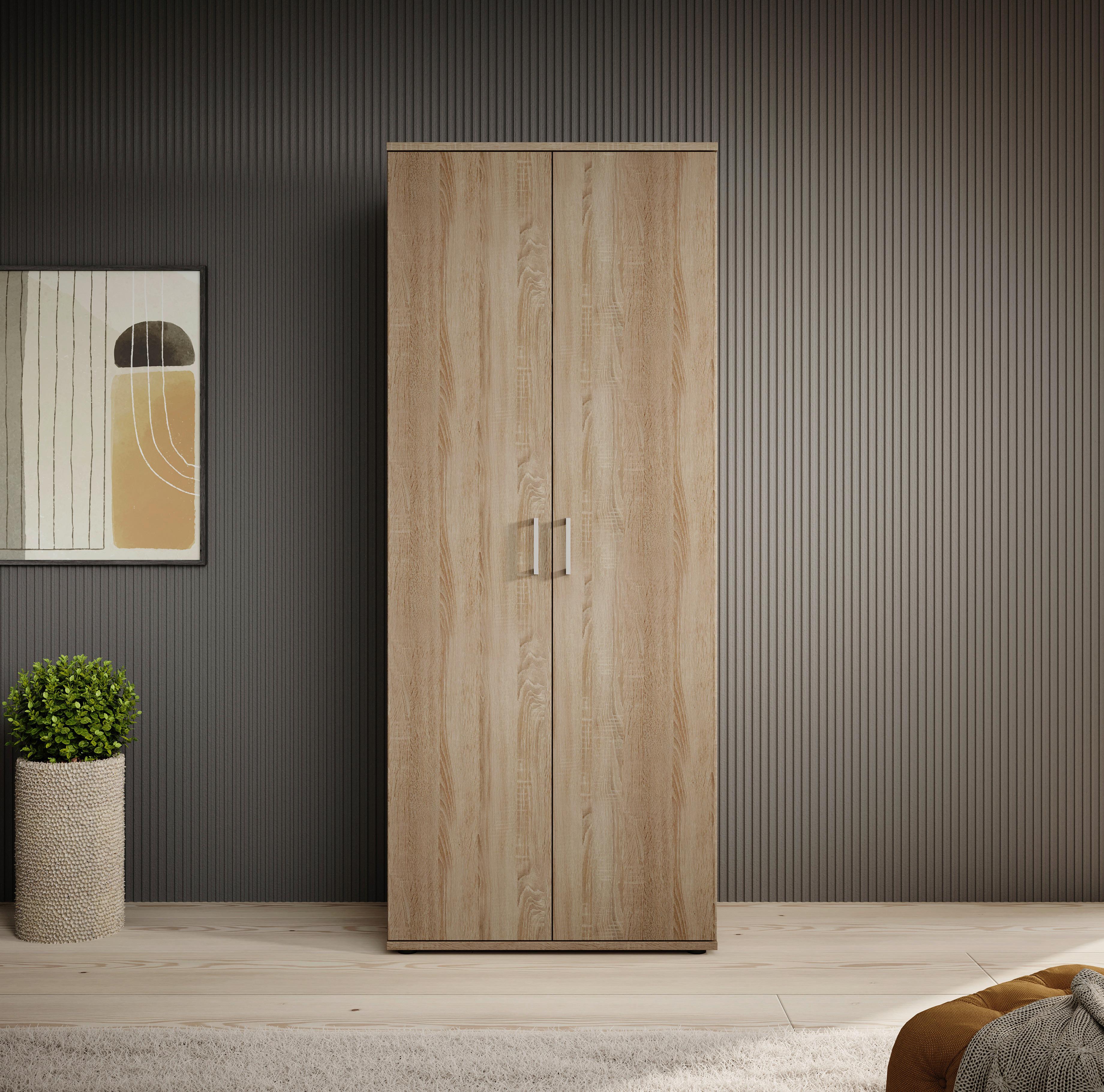Kleiderschrank Olli II Sonoma Eiche Dekor, B: 80 cm - Sonoma Eiche, KONVENTIONELL, Holzwerkstoff (80/196/54cm)
