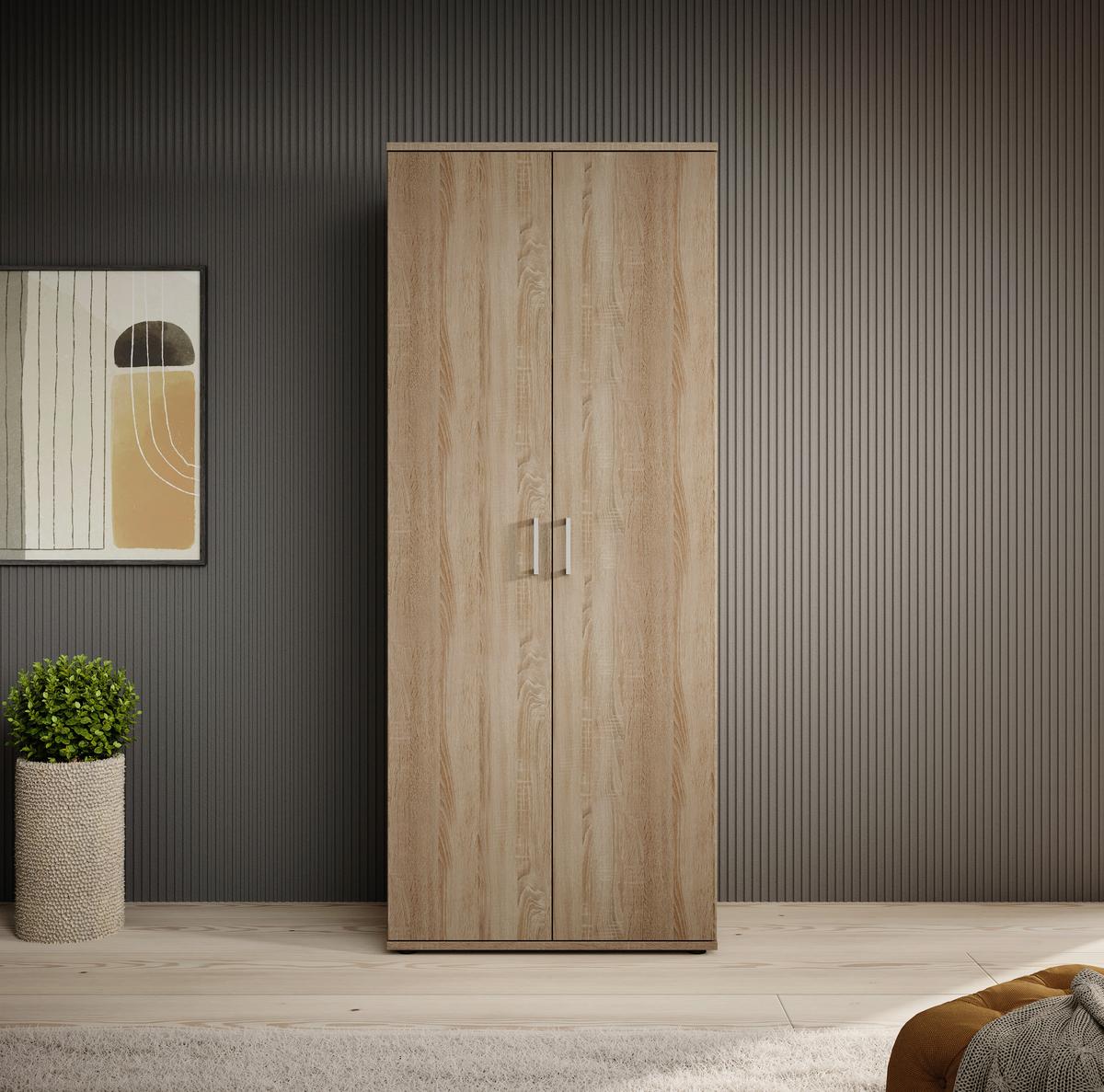 Kleiderschrank Olli Ii Sonoma Eiche Dekor, B: 80 Cm - Sonoma Eiche, KONVENTIONELL, Holzwerkstoff (80/196/54cm)