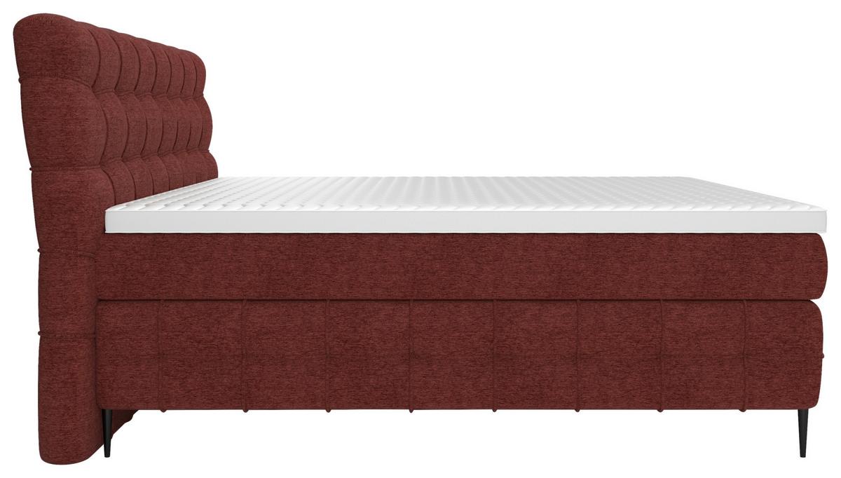 Boxspring- Ágy Scarlett 160/200cm - sötétvörös, Konventionell, faalapú anyag/textil (160/200cm)