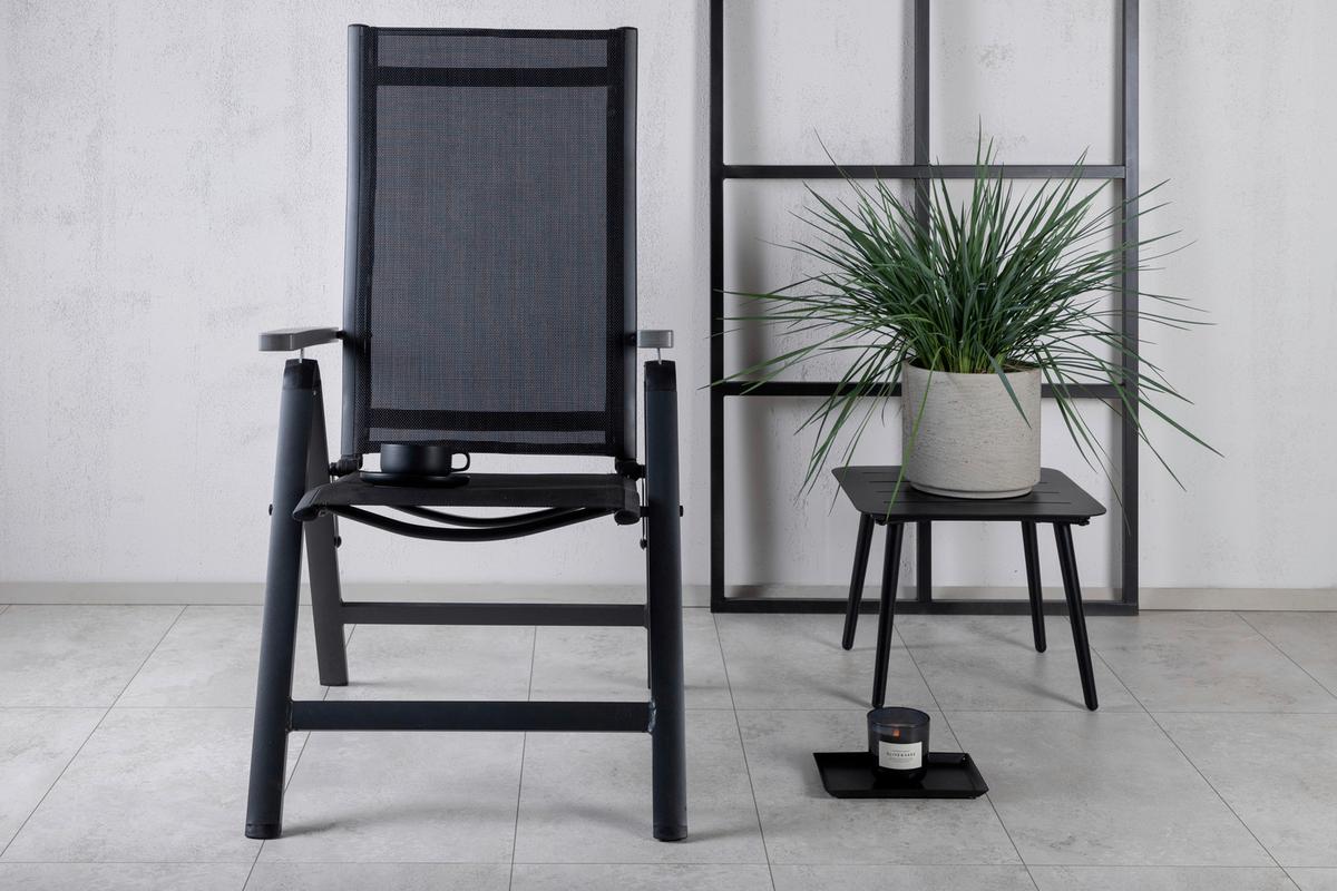 Gartensessel-Set Albany Aluminium - Schwarz, KONVENTIONELL, Metall (59/109,5/67cm) - Gardenson