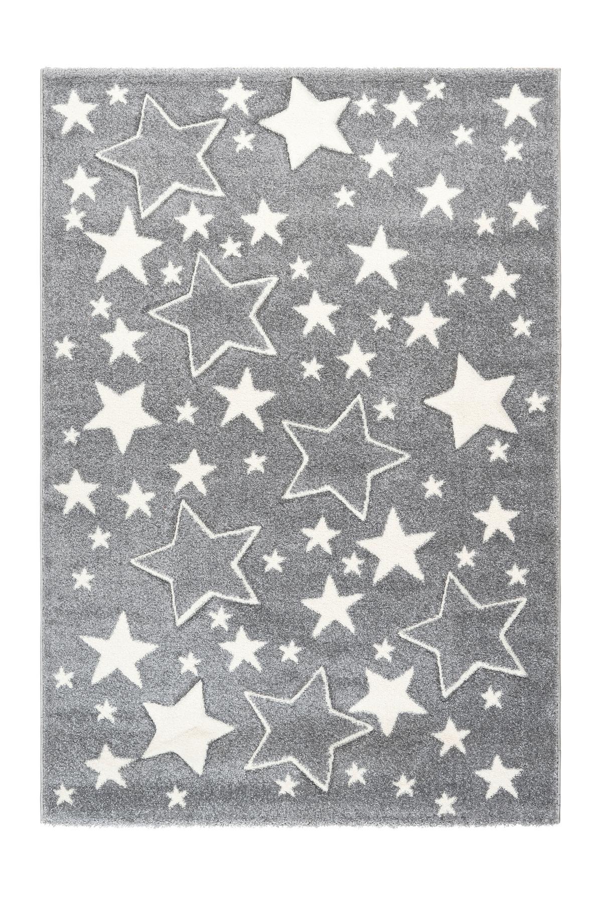Kinderteppich Sterne Silberfarben Tamworth 80x150cm - Silberfarben, Trend, Kunststoff (80/150cm) - Kayoom