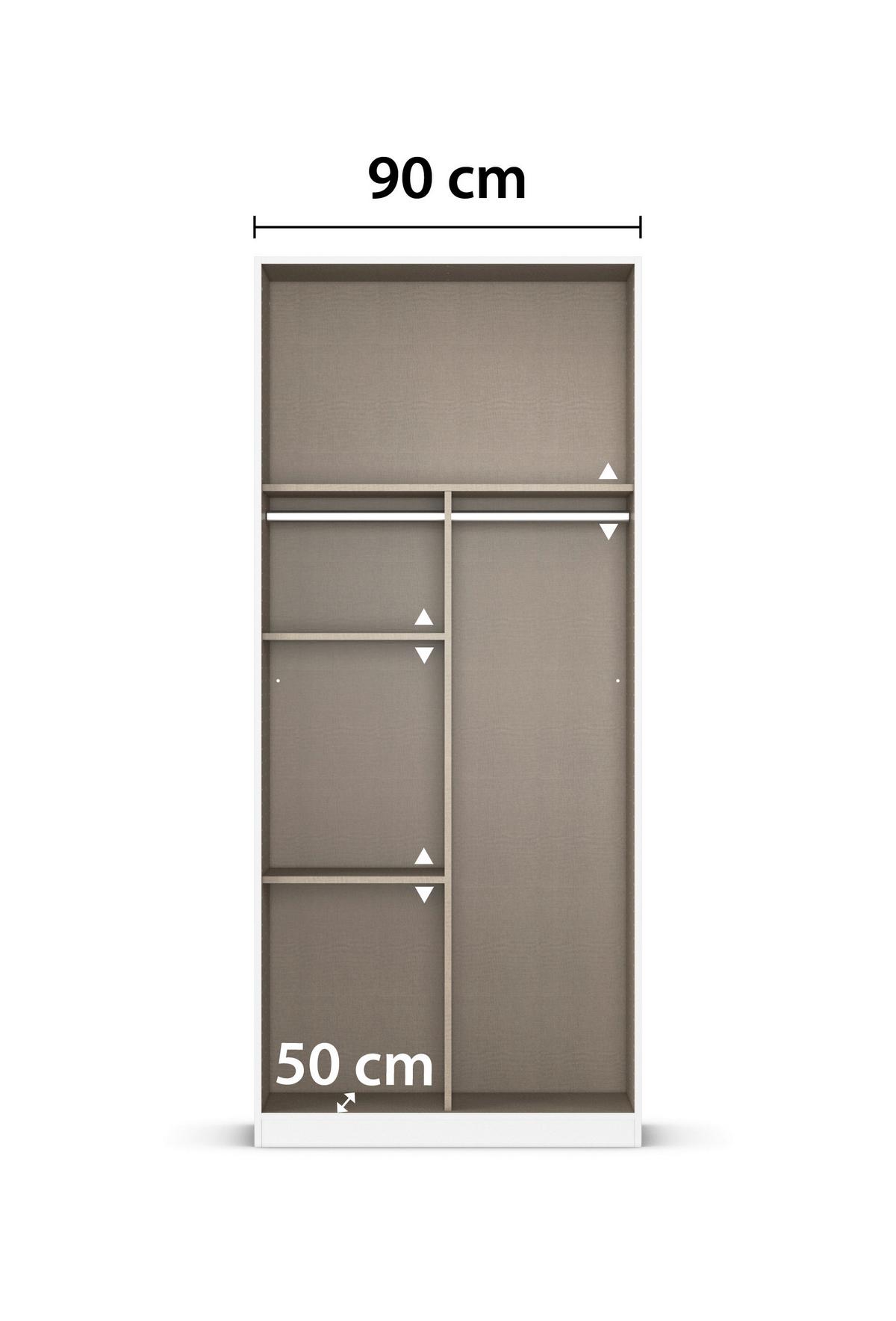 Kleiderschrank Reflect Inkl. Inneneinteilung, 2 Körbe - Silberfarben/Weiß, MODERN, Holzwerkstoff (91/210/54cm)