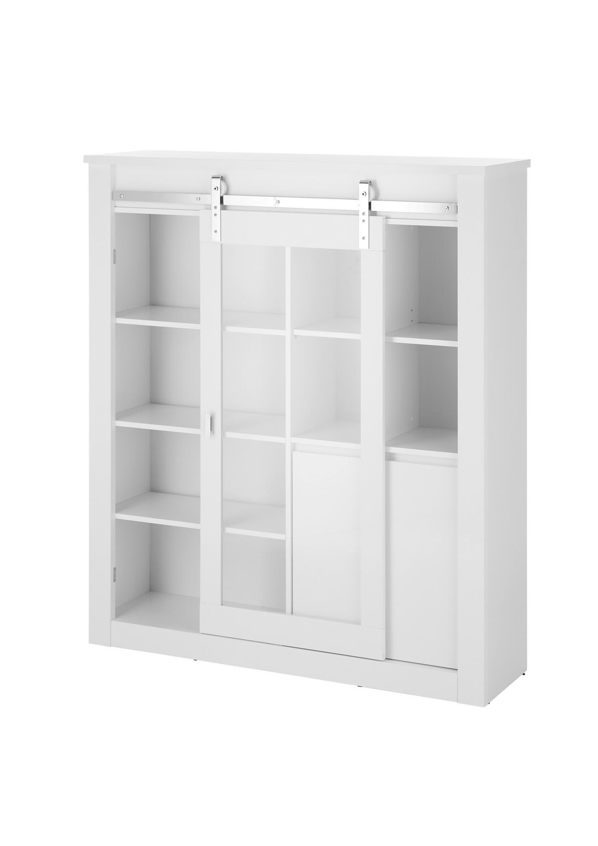 VITRINE Daytona Weiß HG B: 133cm - Weiß Hochglanz/Weiß, Design, Holzwerkstoff (133/152/38cm) - Livetastic