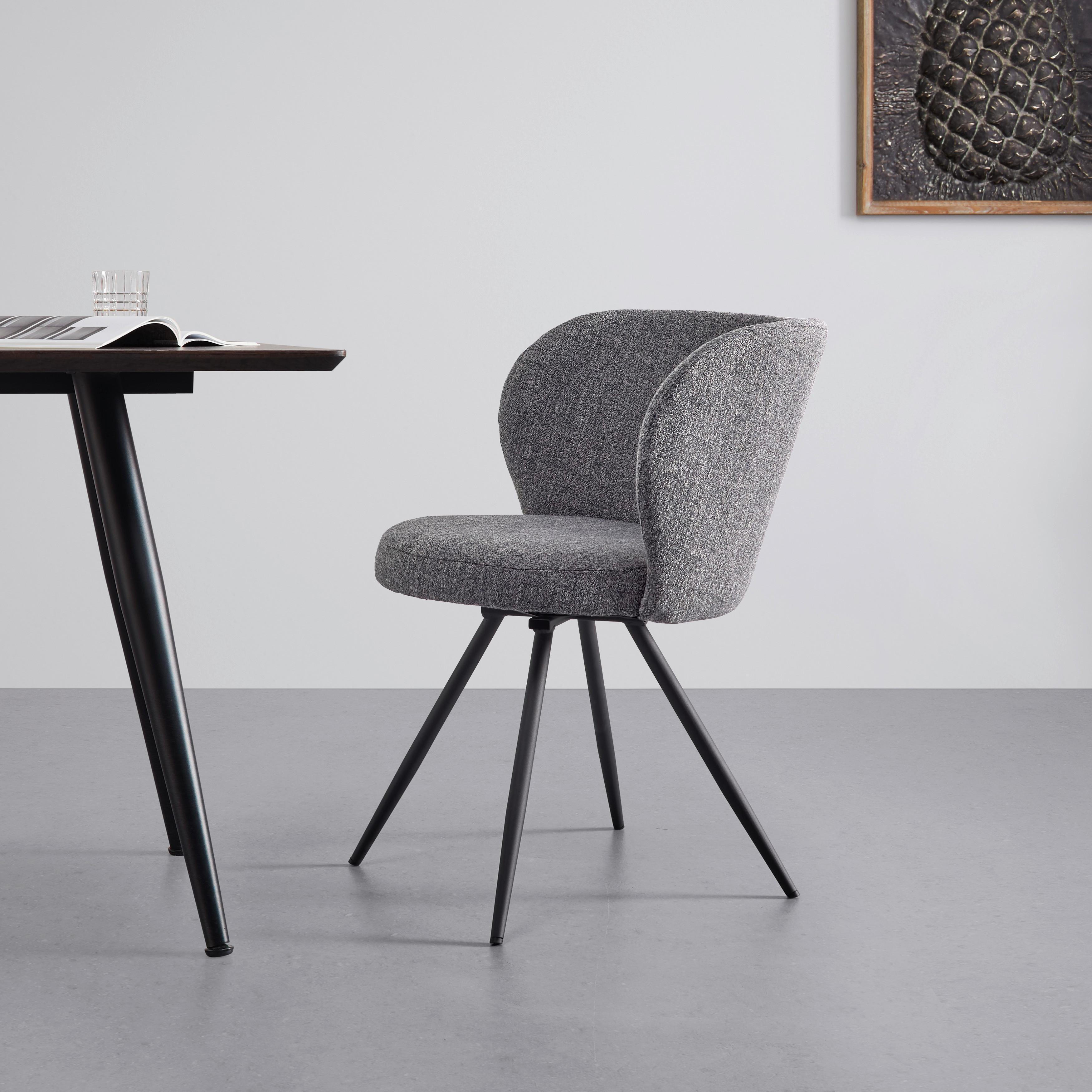 Otočná stolička CARLINA svetlá sivá - čierna/svetlosivá, Modern, kov/drevo (60/79/59cm) - Bessagi Home