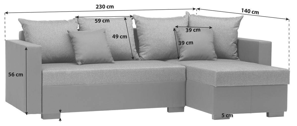Ecksofa Karol - Türkis/Schwarz, MODERN, Textil (230/140cm) - P & B