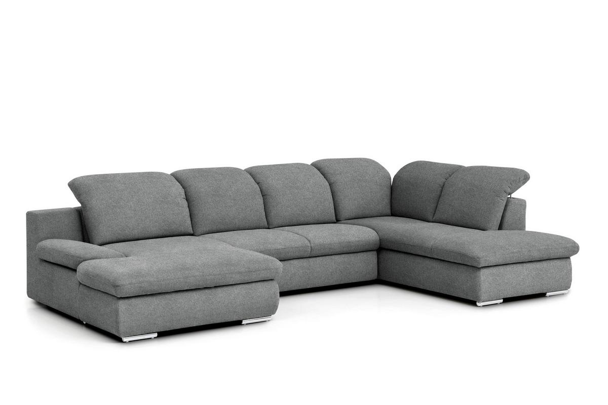 Wohnlandschaft Isona Dunkelgrau Chenille - Chromfarben/Dunkelgrau, Design, Textil (165/353/212cm) - Livetastic