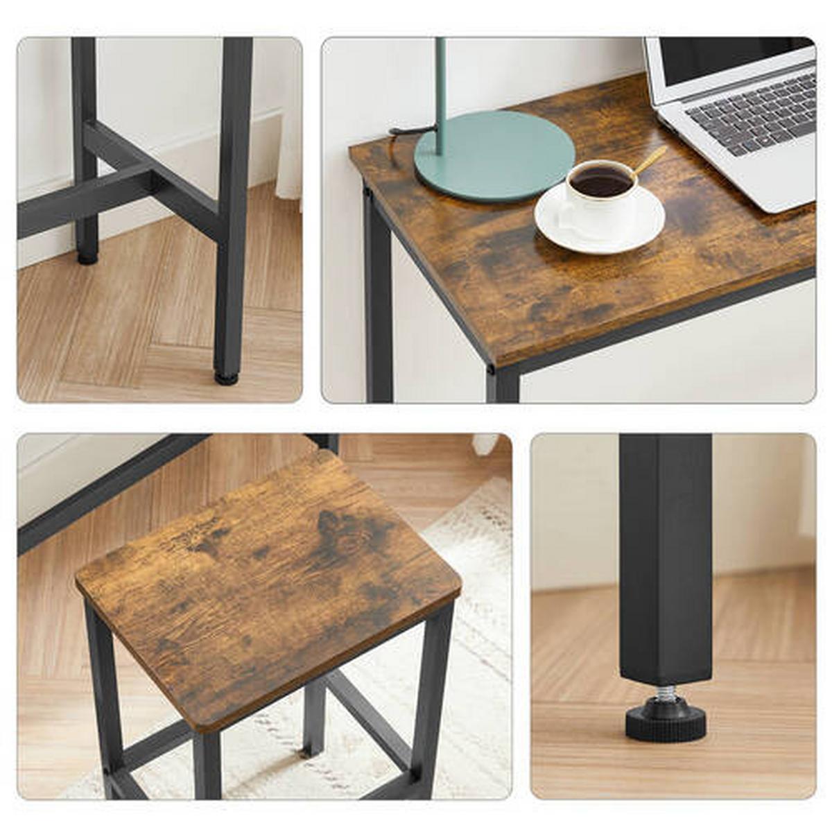 Bar Set Vasagle 3-Tlg. Set Braun, Schwarz - Schwarz/Braun, Natur, Holzwerkstoff/Metall (100/40/90cm) - Boxxx