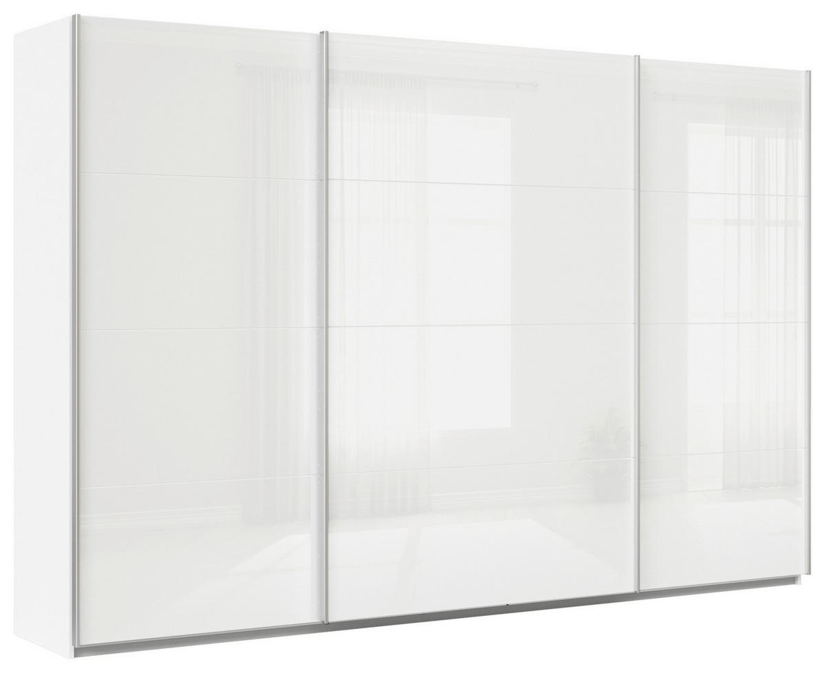 Tolóajtós Szekrény Feldkirch 315/210 Cm - magasfényű fehér/fehér, Modern, faalapú anyag/Üveg (315/210/62cm)