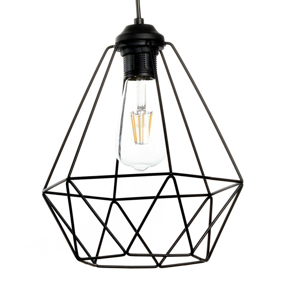 HÄNGELEUCHTE 5016/2G - Hellbraun/Schwarz, Basics, Holz/Metall (60/24/90cm)