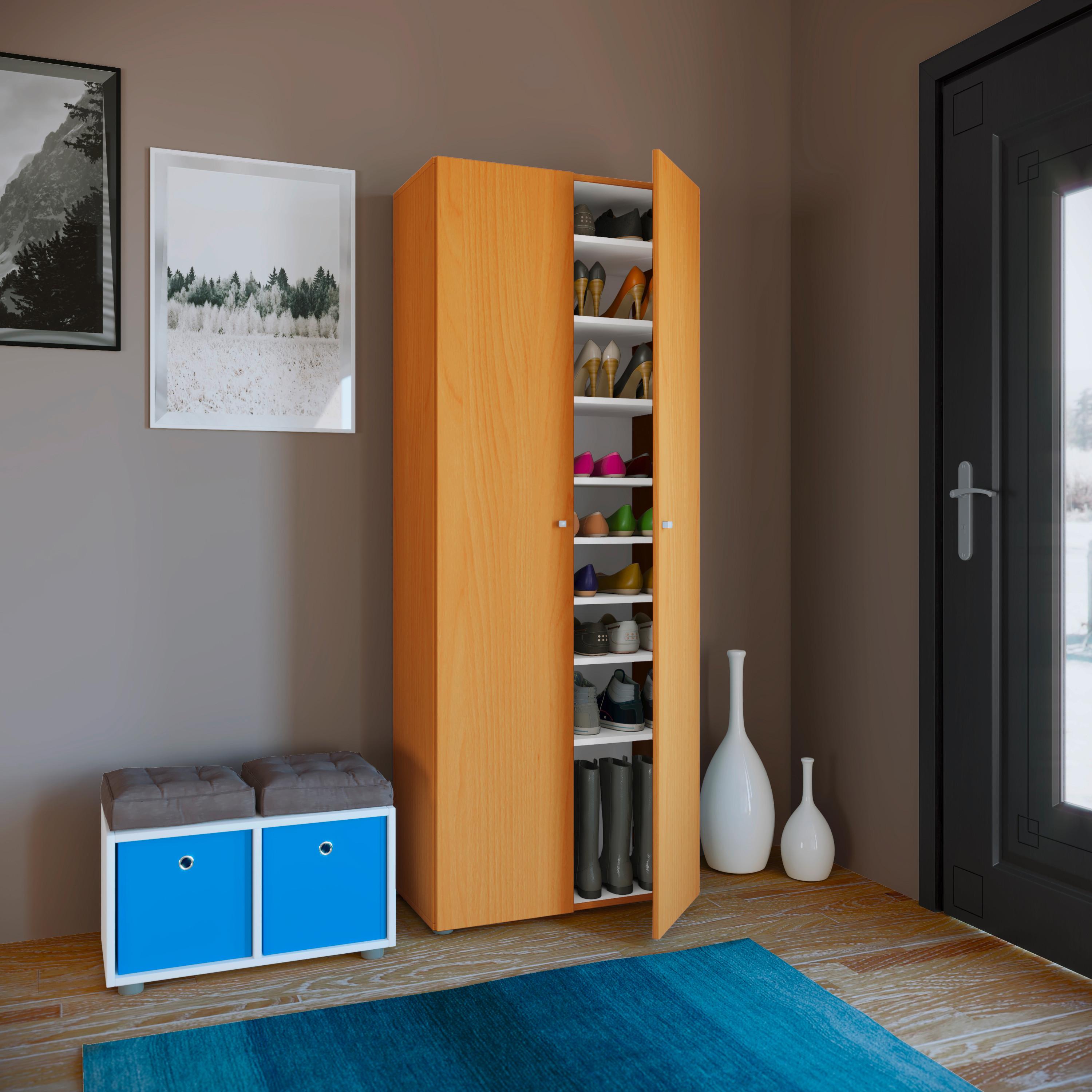 Schuhschrank Vandol Buche Dekor B: 71 cm - Buchefarben/Schwarz, Design, Holzwerkstoff (71/180/39cm) - MID.YOU