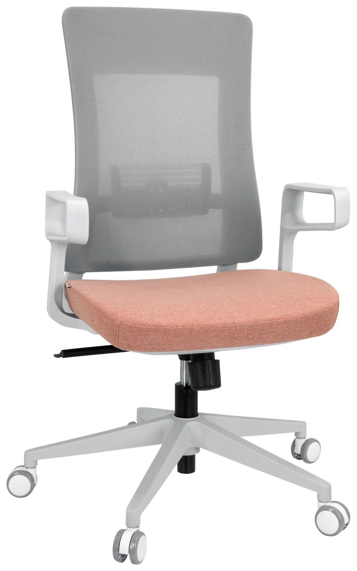 Drehstuhl Comfio Wm Grau/rosa Bis 120 Kg - Rosa/Grau, Basics, Kunststoff/Textil (58/104/59cm) - MID.YOU