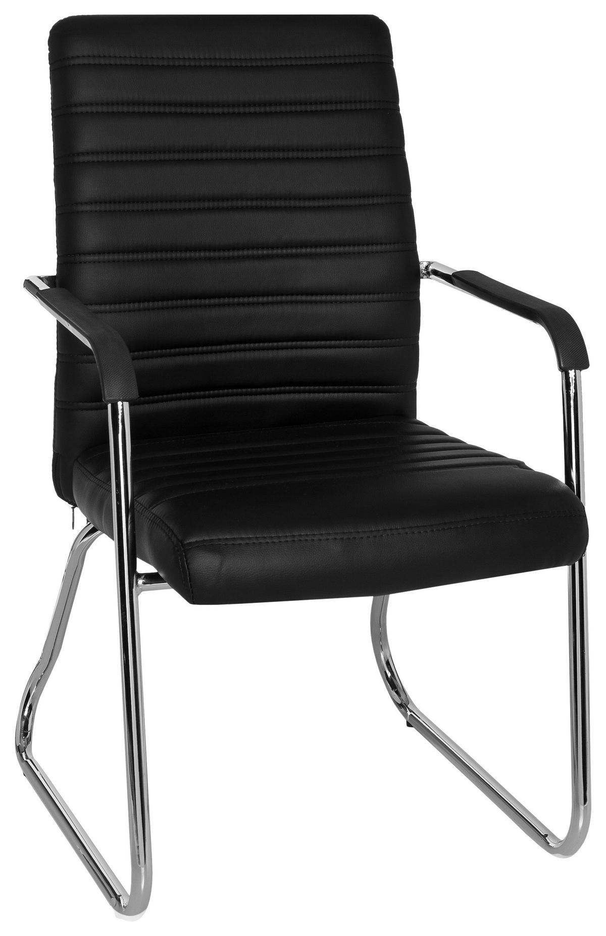 Besucherstuhl Steel V Schwarz - Chromfarben/Schwarz, MODERN, Kunststoff/Textil (55/96/46cm) - MID.YOU