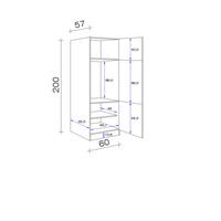 Vysoká skrinka LEXA - biela/farba ušľachtilej ocele, kompozitné drevo/plast (60/200/57cm)