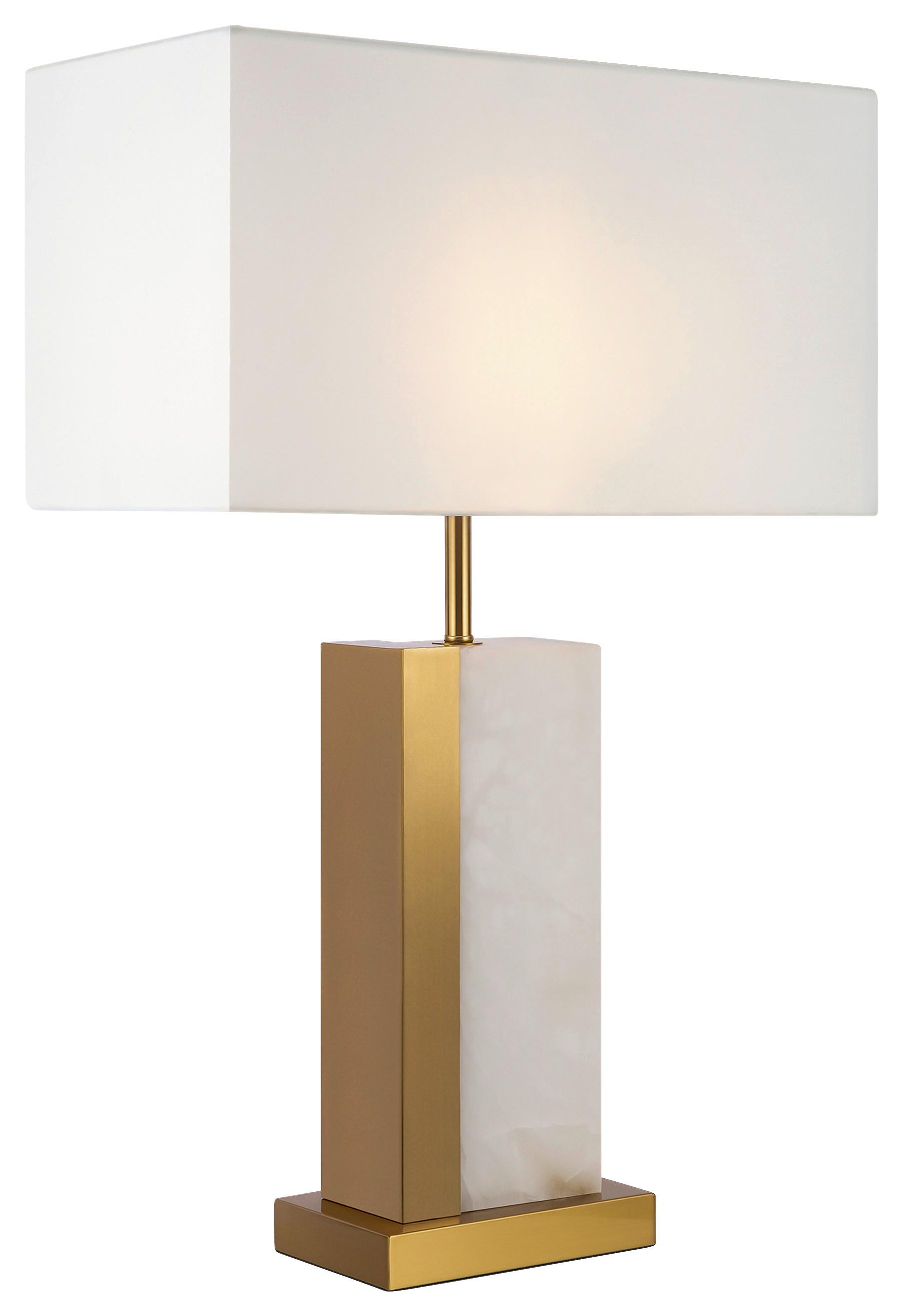 TISCHLEUCHTE BIANCO - Messingfarben/Weiß, Trend, Textil/Stein (45/22/67,5cm) - MAYTONI