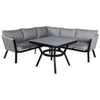 Loungegarnitur Virya - Schwarz/Grau, KONVENTIONELL, Textil/Metall - Gardenson
