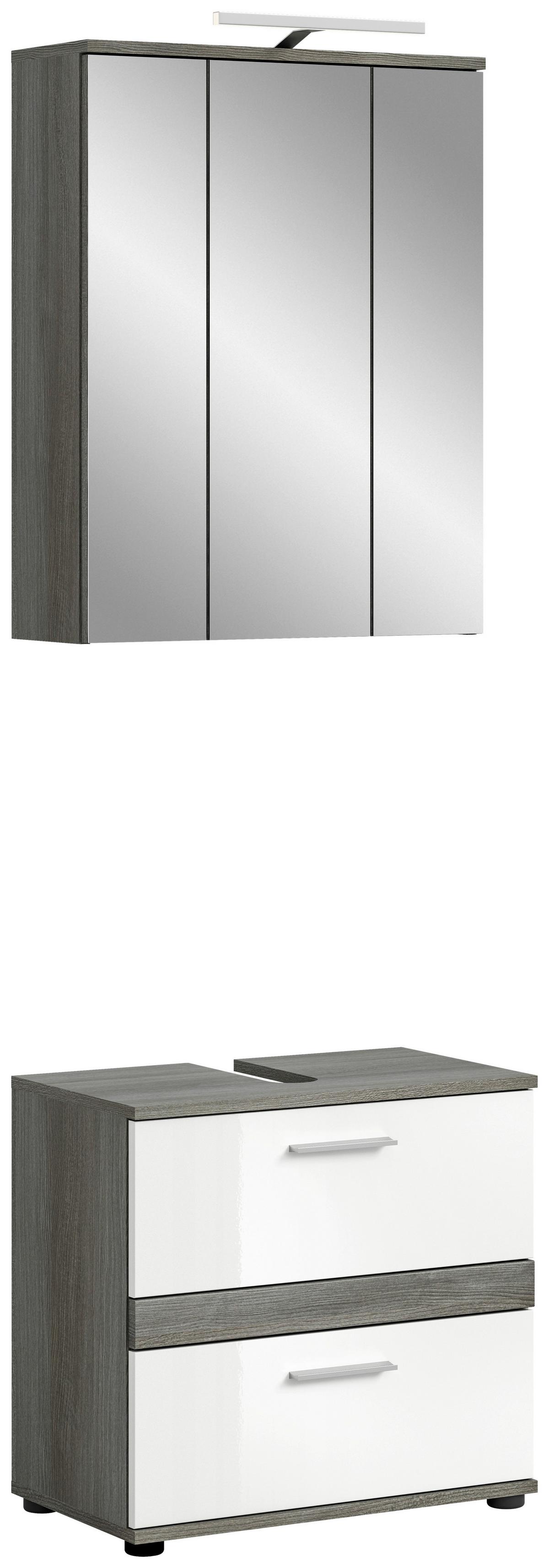 Badezimmer Blake Weiß Hg B: 60 Cm - Weiß Hochglanz/Schwarz, MODERN, Glas/Holzwerkstoff (60cm) - MID.YOU