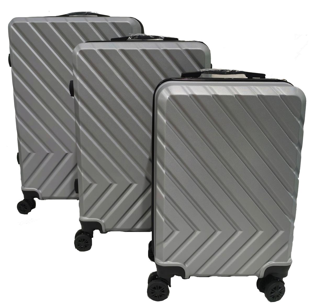 Utazóbőrönd Szett Ellen 3 Részes - ezüstszínű, Konventionell, műanyag/textil - Ondega