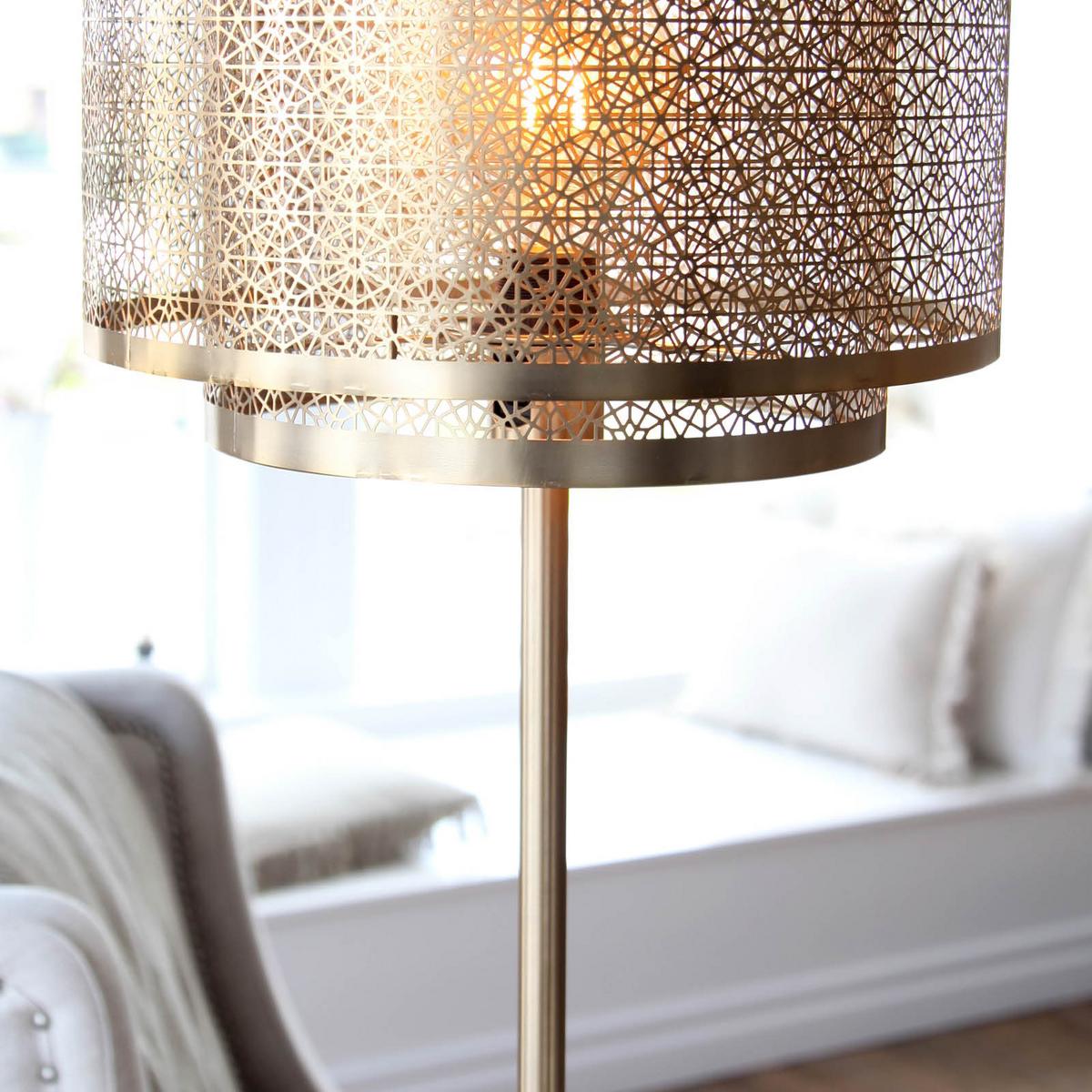 Stehlampe Hermine Messingfarben Gemustert - Messingfarben, LIFESTYLE, Metall (35/157cm) - By Rydéns