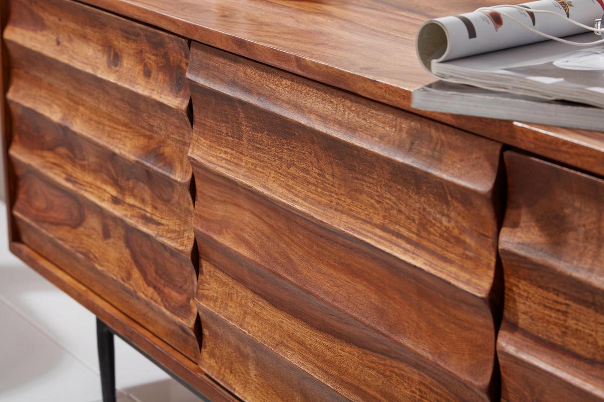 Sideboard Sheesham Sheeshamfarben B: 147 Cm - Sheeshamfarben/Schwarz, Design, Holz (147/50/38cm) - MID.YOU