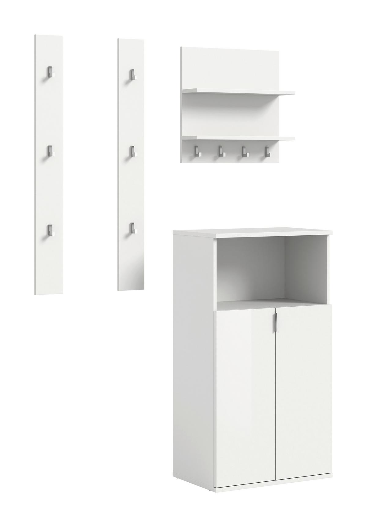 Garderobe Projekt X Weiß B: 111 Cm - Weiß Hochglanz/Weiß, Design, Holzwerkstoff (111/193/37cm) - Livetastic