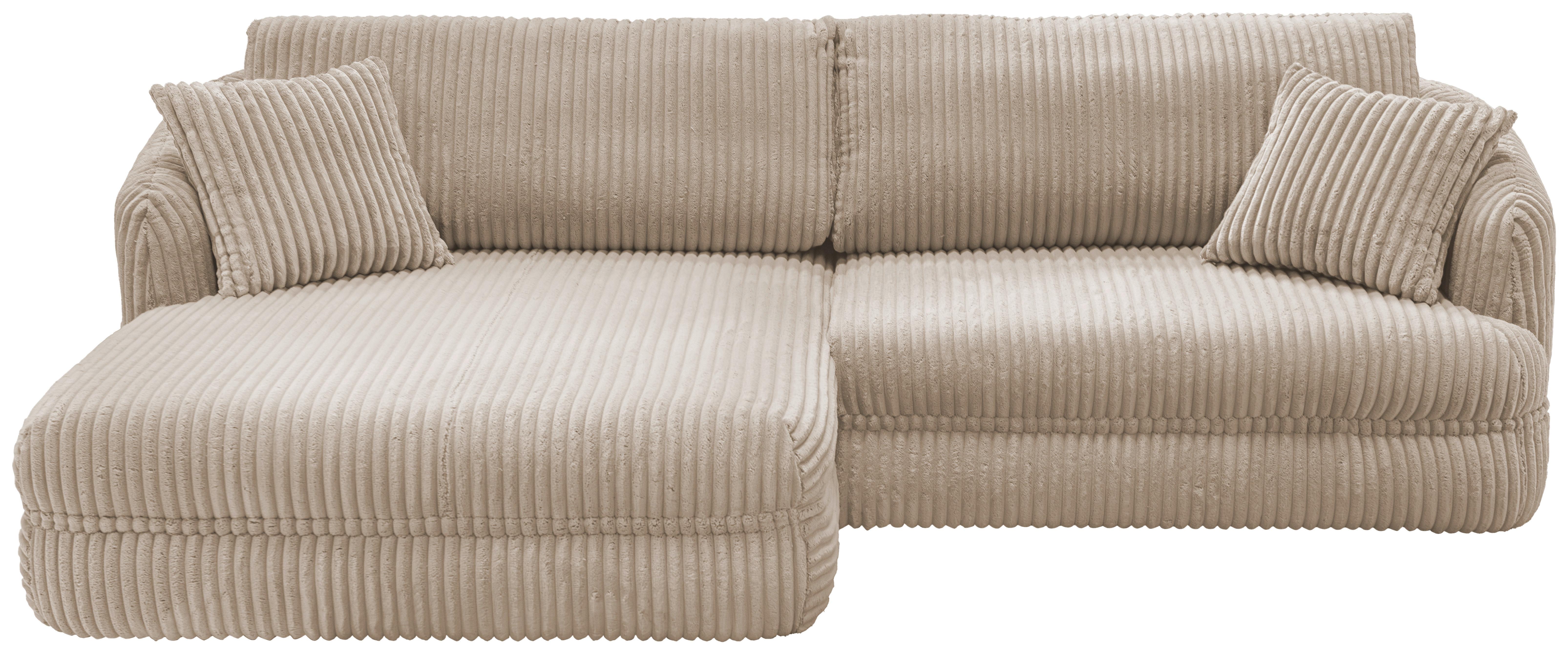 Ecksofa Lush, Sandfarben Schenkel: 161x284 cm - Sandfarben/Schwarz, Design, Textil (161/284cm) - Livetastic