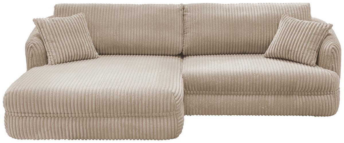 Ecksofa Lush, Sandfarben Schenkel: 161x284 cm - Sandfarben/Schwarz, Design, Textil (161/284cm) - Livetastic