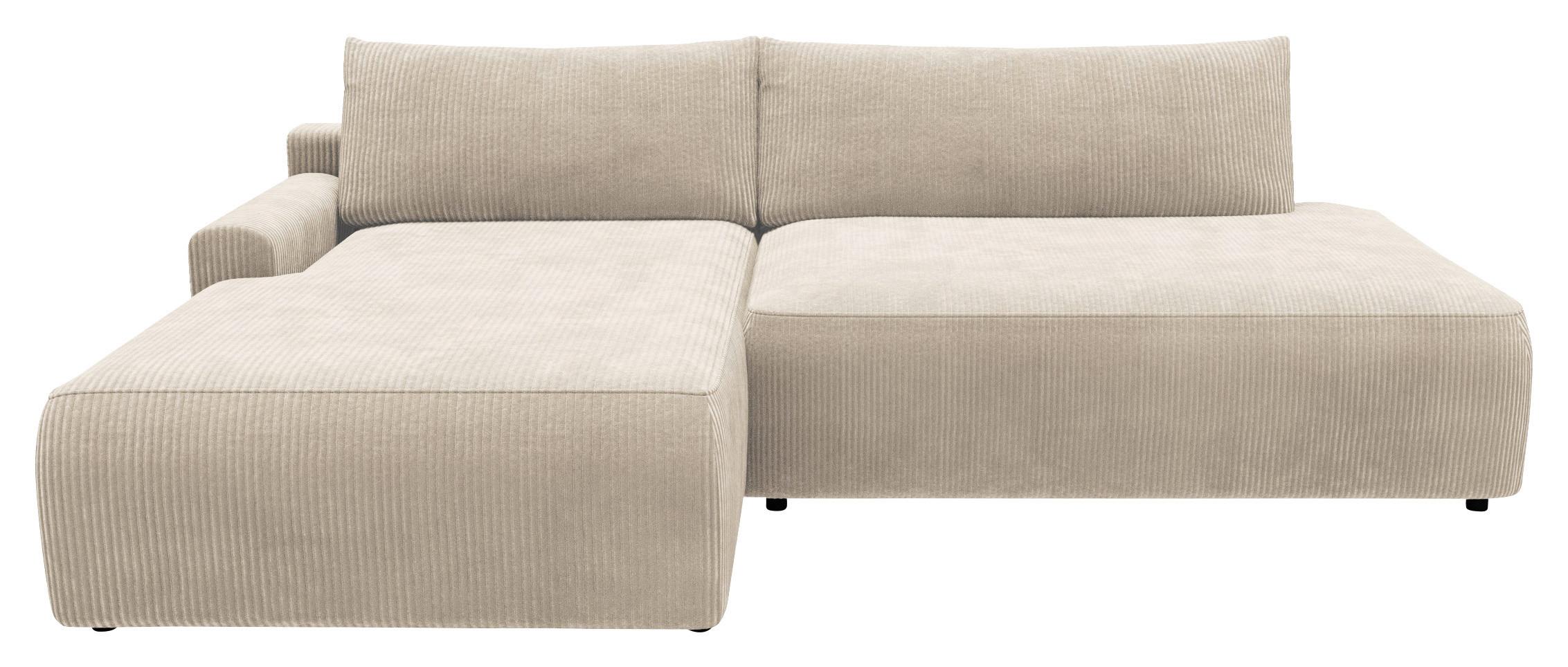 Eckschlafsofa Prag, Creme S: 167x253 cm - Creme/Schwarz, MODERN, Textil (167/253cm) - Trendmanufaktur