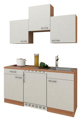 Platzsparend und schick inklusive Glaskeramikkochfeld Platzsparende Küche mit Kühlschrank und Glaskeramikkochfeld