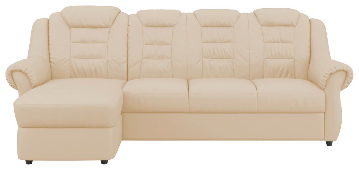 Ecksofa Boston Beige Lederlook - Beige/Schwarz, KONVENTIONELL, Textil (165/262cm) - Livetastic