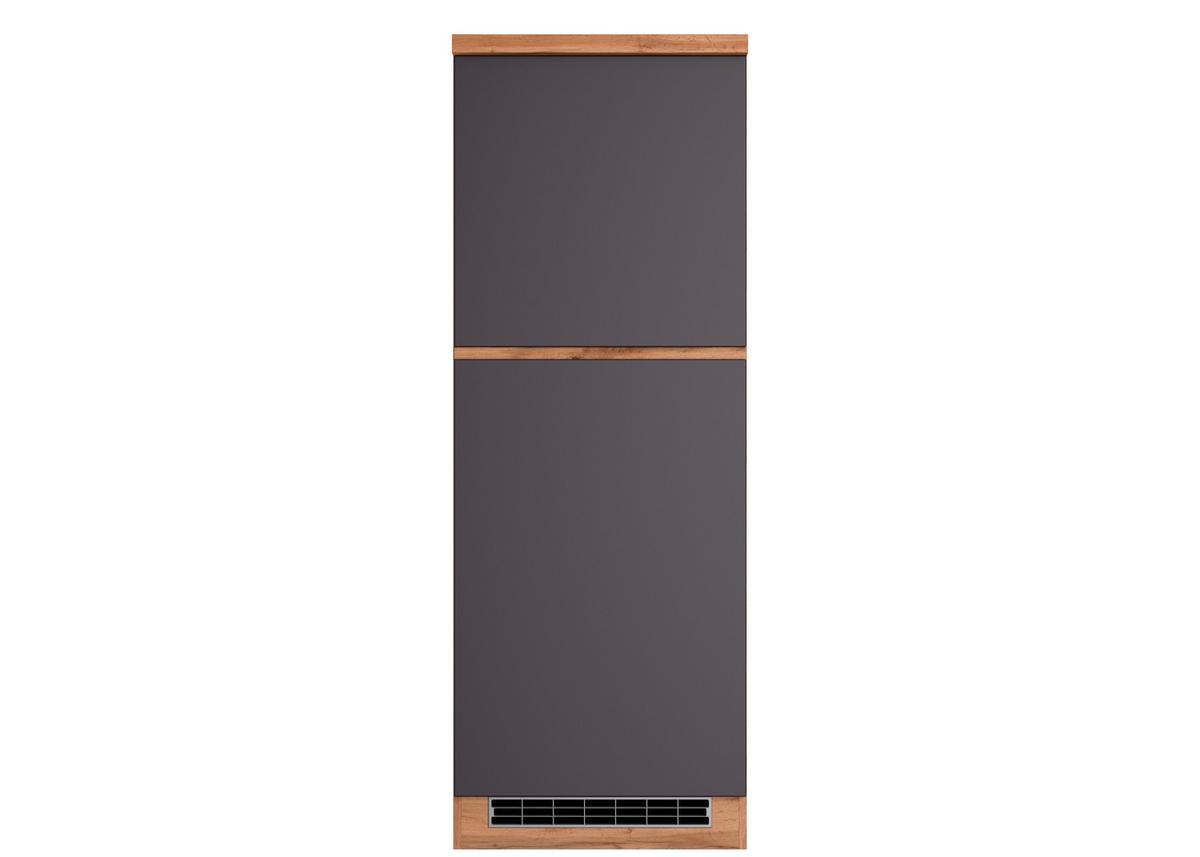 Kühlschrank-umbauschrank Turin B: 60 Cm Grau/wotaneiche Dekor - Eiche Wotan/Grau, Design, Holzwerkstoff (60/166/60cm) - Held