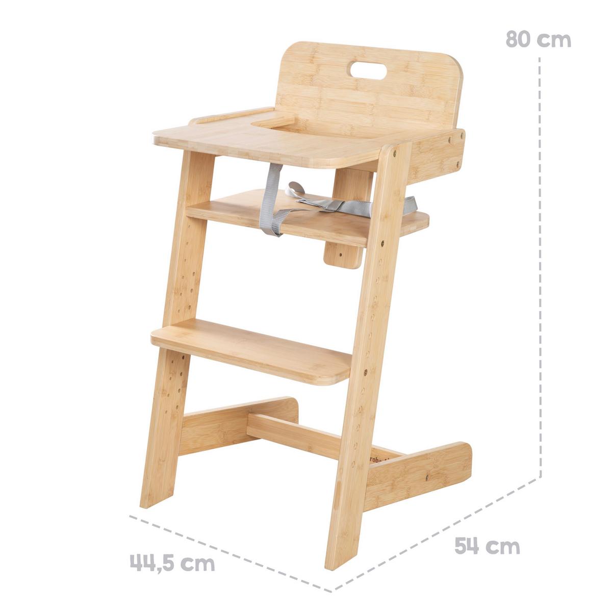 Hochstuhl Luna Bambus masiv mitwachsend - Naturfarben, Basics, Holz (45/86/50cm) - Roba