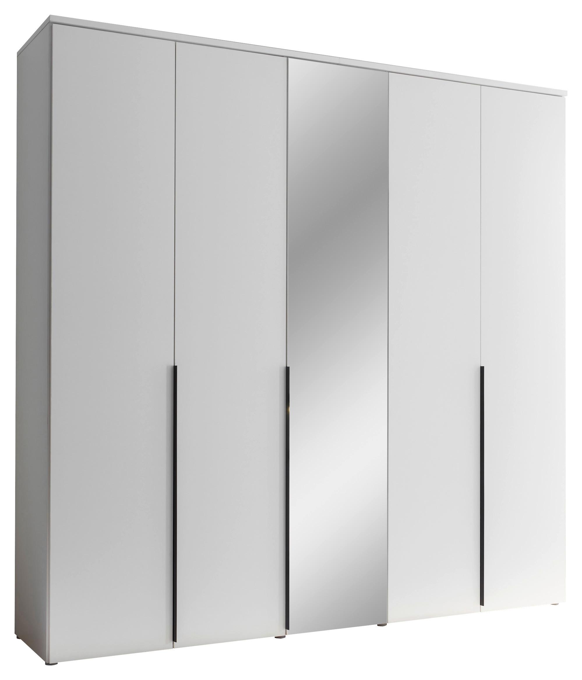 Drehtürenschrank 225 cm Kevo Weiß/Spiegelglas - Weiß, MODERN, Glas/Holzwerkstoff (225/225/52cm) - MID.YOU