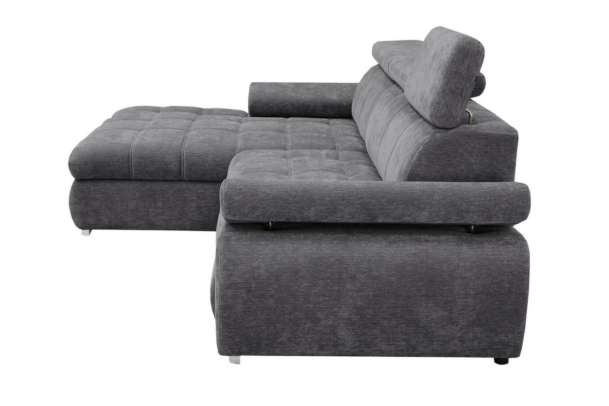 Rohová sedačka VEGAS, ľavá, tmavosivá ženilka - strieborná/tmavosivá, Design, drevo/textil (173/294cm)