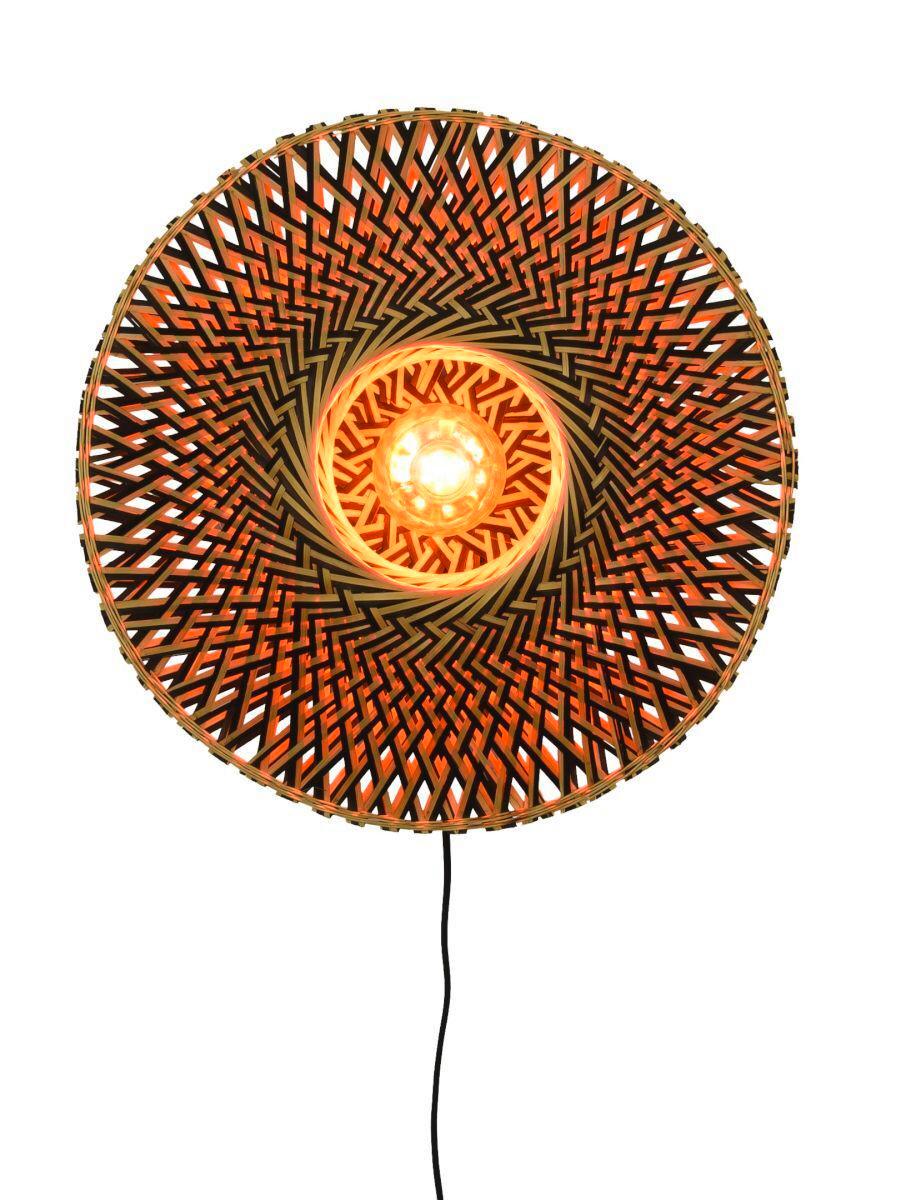 Wandleuchte Bali 1-flammig Mit Schnurschalter - Hellbraun/Schwarz, Design, Naturmaterialien/Metall (47/26cm) - Good & Mojo