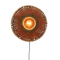 Wandleuchte Bali 1-flammig Mit Schnurschalter - Hellbraun/Schwarz, Design, Naturmaterialien/Metall (47/26cm) - Good & Mojo