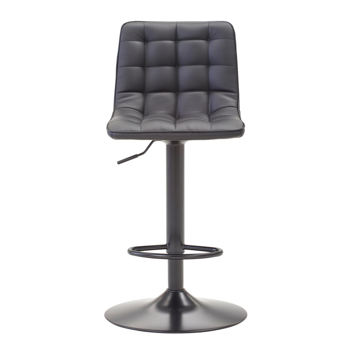 Barhocker Elias Schwarz höhenverstellbar, B: 42 cm - Schwarz, MODERN, Textil/Metall (42/109,5/52cm) - Livetastic