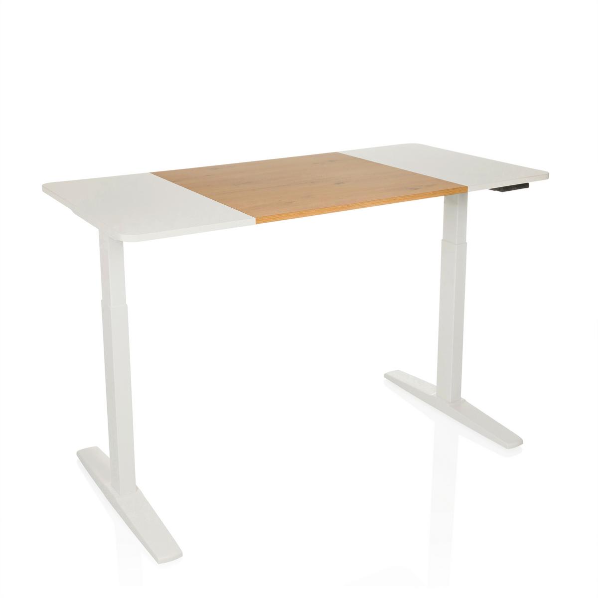 Schreibtisch Weiß/Eichefarben B: 140 cm - Eichefarben/Weiß, MODERN, Holzwerkstoff/Metall (140/70/73 - 118cm) - MID.YOU