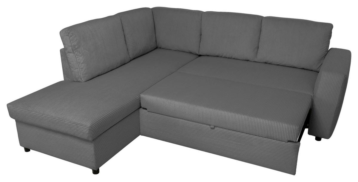 Ecksofa mit Schlaffunktion Toulouse anthrazit, 206x224cm - Anthrazit/Schwarz, Trend, Holz/Textil (206/224cm)