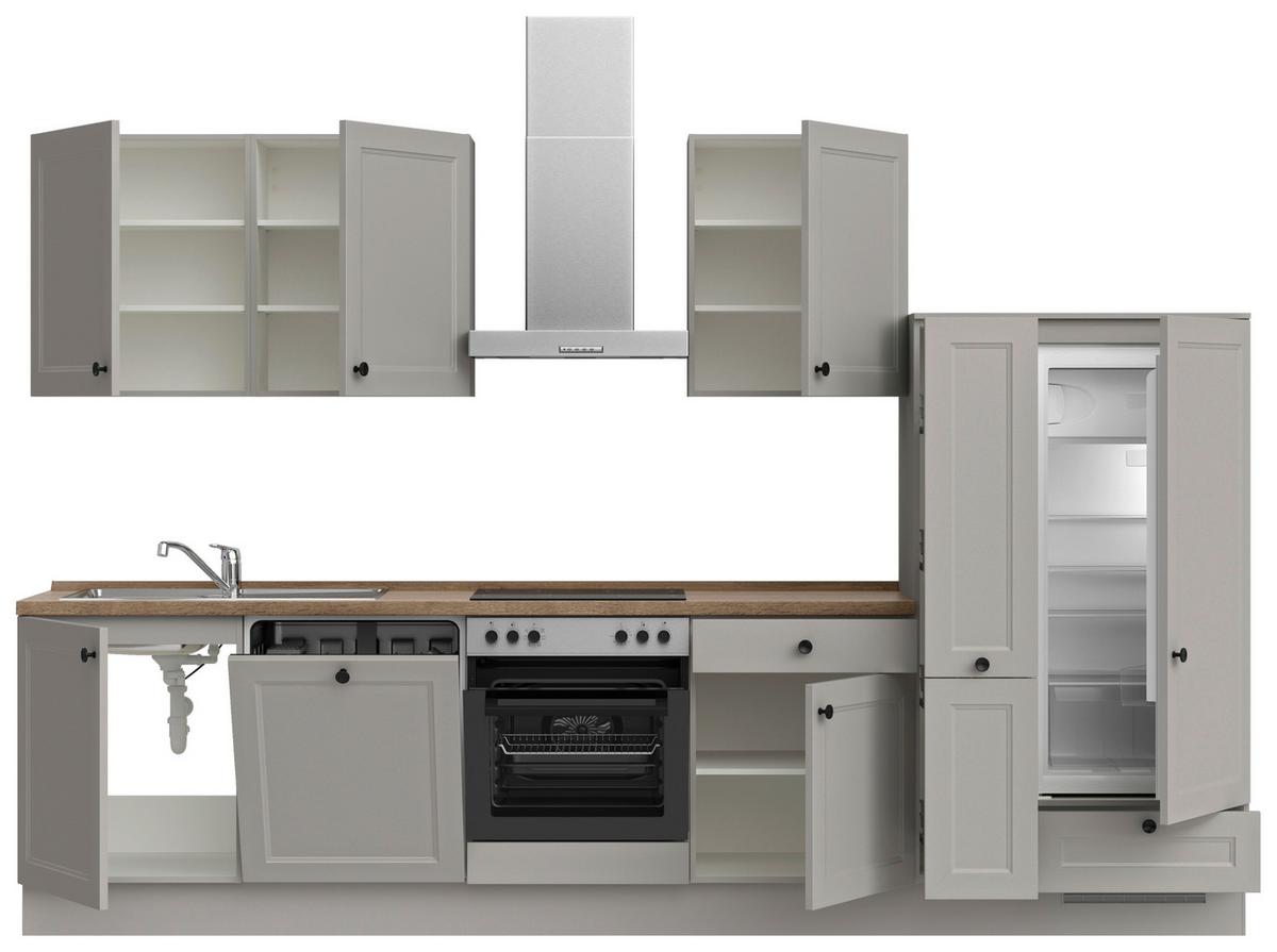 Kuchyňská linka 330 cm, kamenná sivá - šedá/černá, Moderní, kov/kompozitní dřevo (330cm) - Nobilia