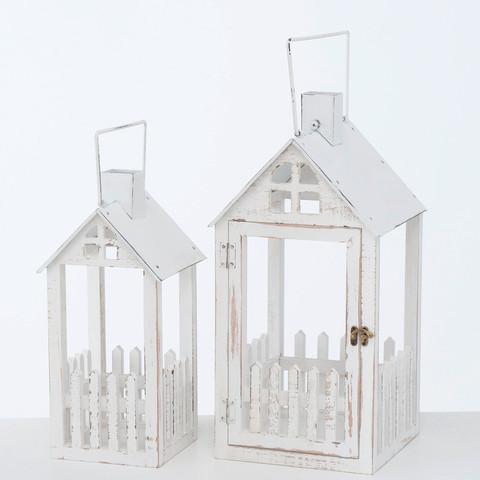 Drevený Lampáš Hortus, Biela, Výška 52 Cm - Basics, kov/drevo (25/25/25cm)