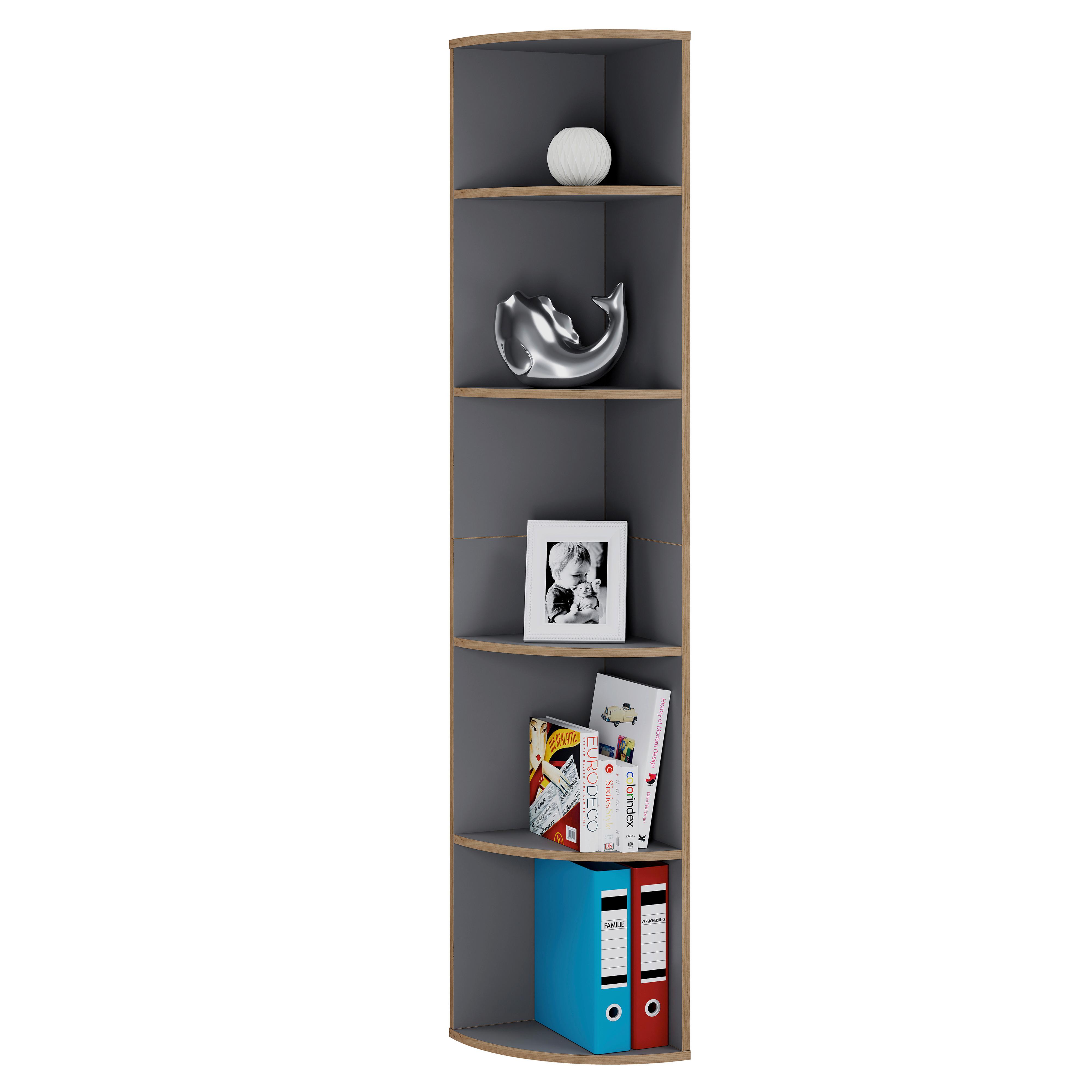 Eckregal Salia Anthazit/Honigeiche B: 33 cm - Honigeiche/Anthrazit, Design, Holzwerkstoff (33/183/33cm) - Livetastic