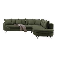 Rohová sedačka AXEL, pravá, olivově zelená žinylka - černá/olivově zelená, Moderní, kov/textil (291/250cm) - Mömax