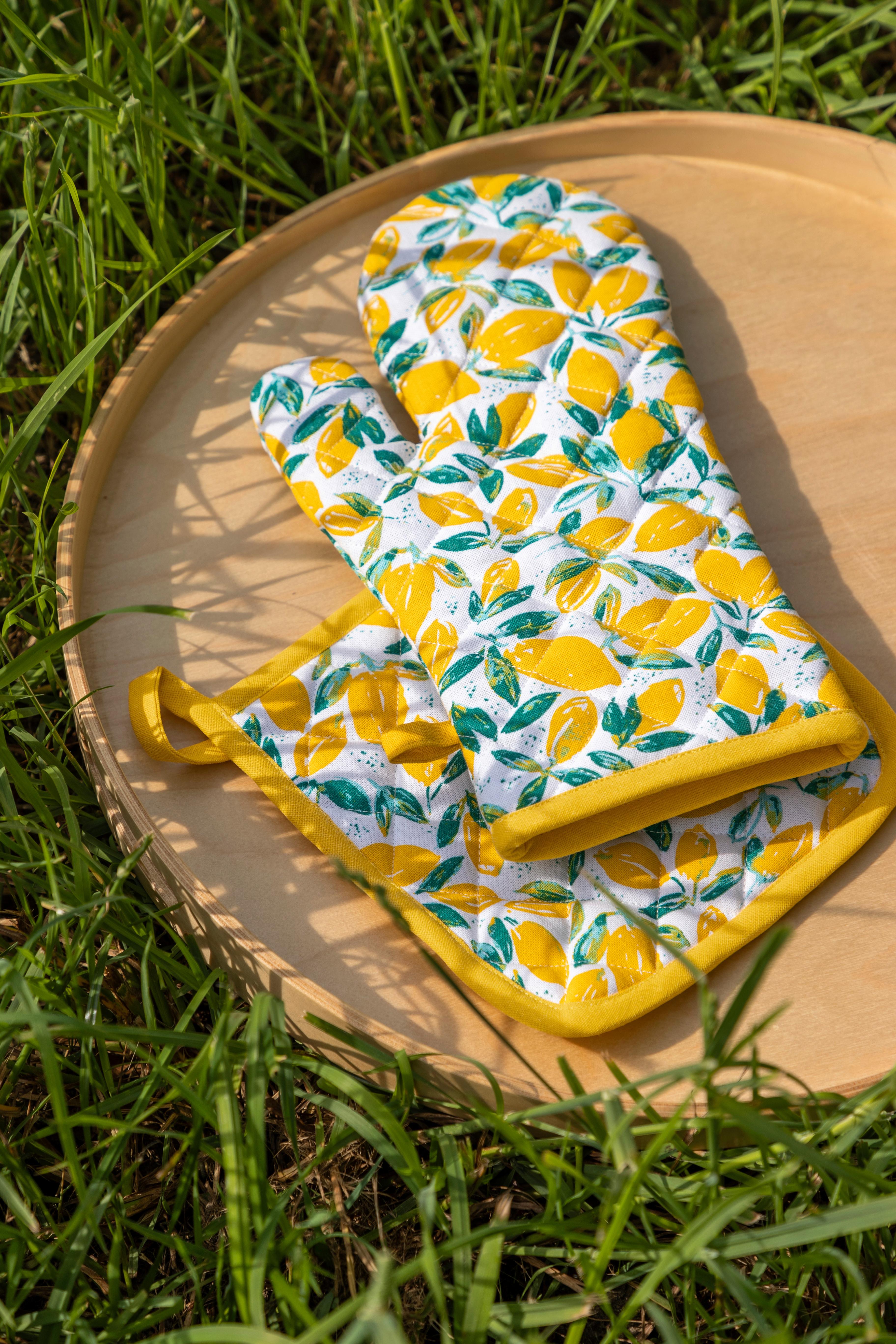 Chňapka žlutá/zelená/bílá - bílá/zelená, textil (20/20cm)