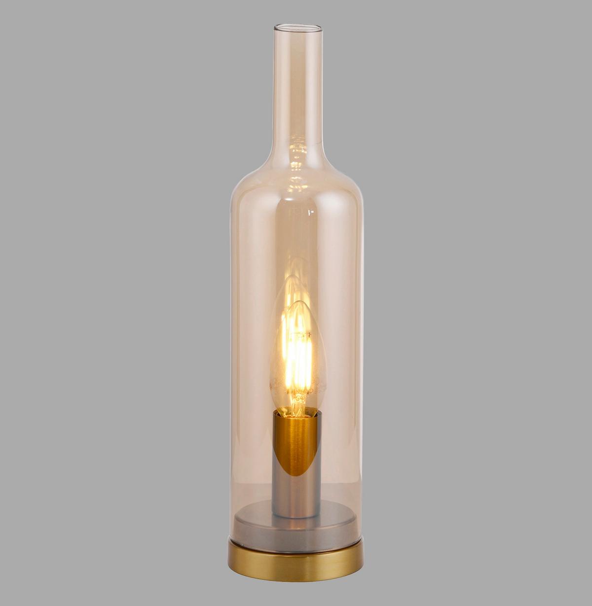 Tischleuchte, E14 14006-27 - Beige, Design, Glas/Kunststoff (8,5/8,5/34cm)