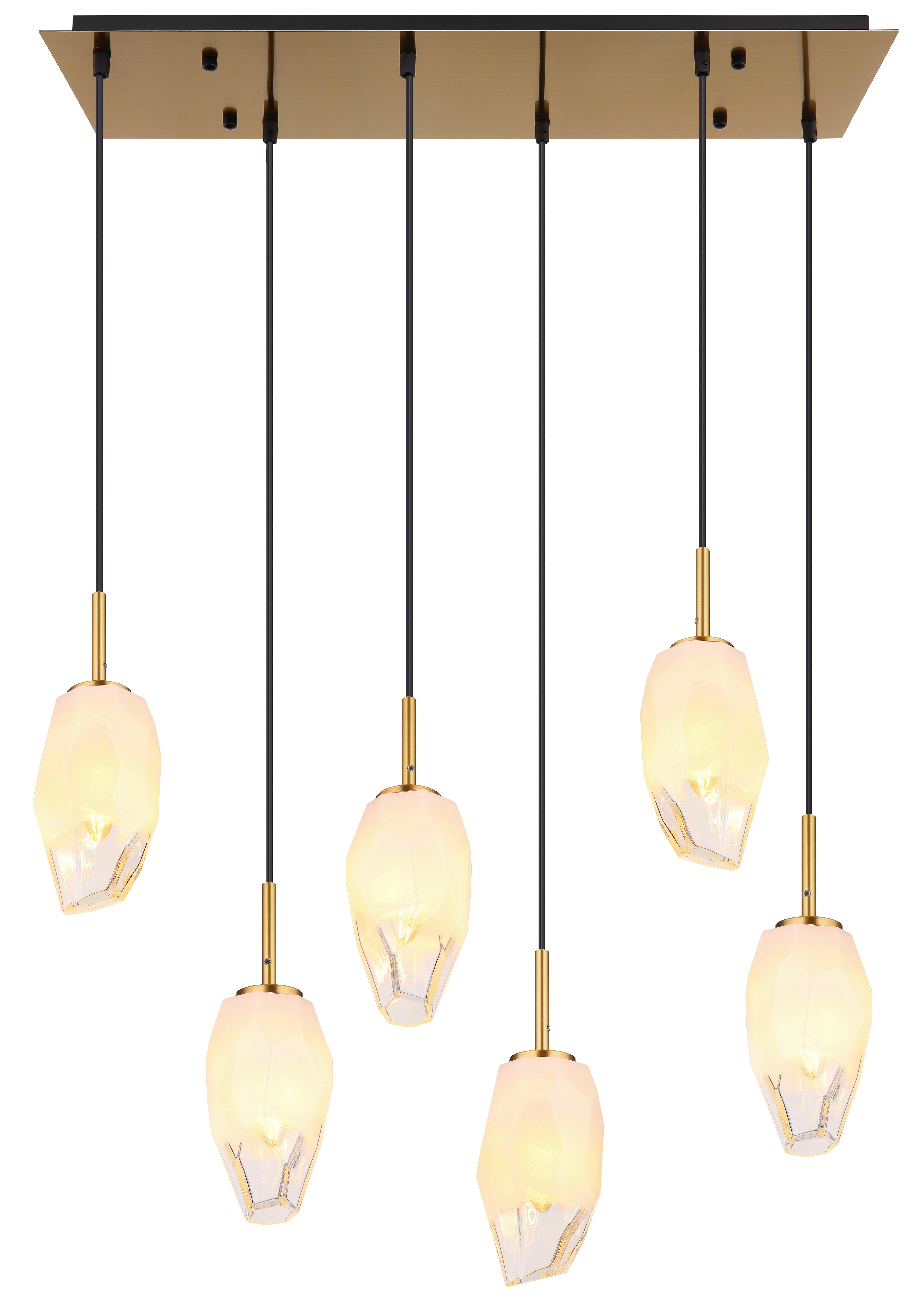 Hängeleuchte 15787-6h - Klar/Messingfarben, KONVENTIONELL, Glas/Metall (72/24/120cm) - Globo