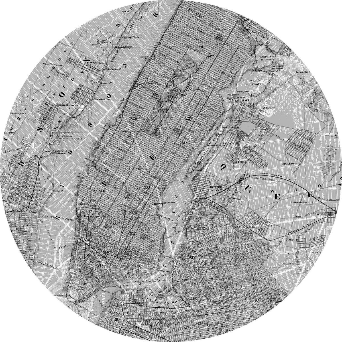 Fototapete D1-056 Map - Schwarz/Weiß, Trend (125cm)