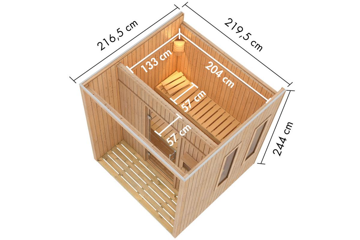 Saunahaus Areluna 1 219/244/216 cm - Schwarz, Basics, Holz (219/244/216cm)