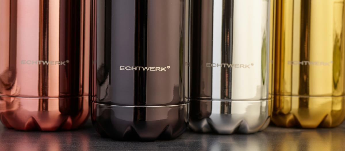 Trink-/Isolierflasche„SHINY“ Metall, Schwarz, 0,5 Liter - Schwarz Hochglanz, Basics, Metall (26,7/7,3/26,7cm) - Echtwerk